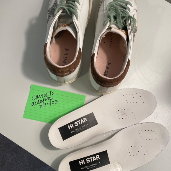 Golden Goose White/Grey Leather Hi Star Sneakers Size 37   Hi Star size 37